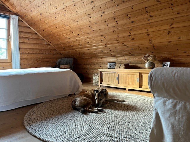 Pure Gemütlichkeit in einem traditionellen Holzblockbohlenhaus